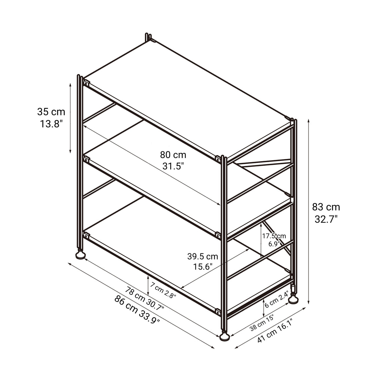 SUS Shelving Unit - Oak - Wide - Small